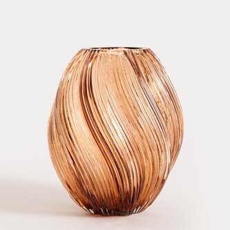 Wazon | SWIRL | szklany zakręcony brązowy | 17x21 cm | 750199