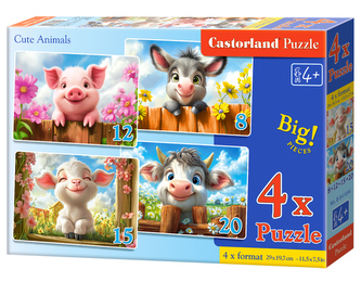Puzzle x 4 Kontur Cute Animals CASTOR