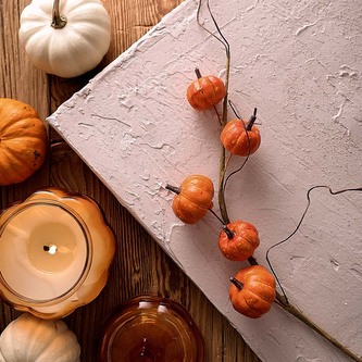 Gałązka sztuczna | AUTUMN AURA | dynie pomarańczowe | 64cm | 707551