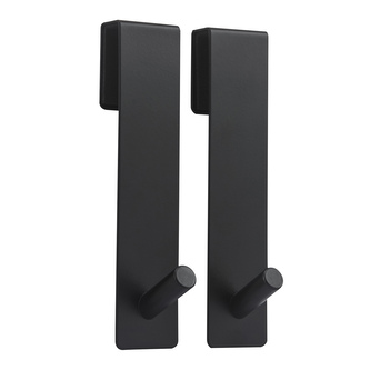 MSV 2 ks závěsných háčků na sprchovou zástěnu NOKO, matně černé, ocel, 10 mm