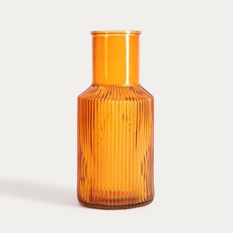 Wazon | TOLLE | szklany prążkowany miodowy | 10x22 cm | 750182