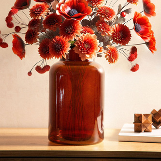 Wazon | TENNO | szklany brązowy | 14,5x14,5x25,5 cm | 885179