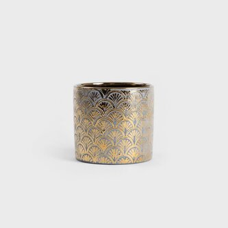 Osłonka na doniczkę | TAROTTO | w łuski szaro-złote | 13,5x13,5x13 cm | 707070