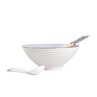 Zestaw do ramen | SALADO | w paski z brązowym rantem | 21 cm | 726996