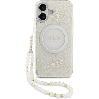 Guess IML Flowers Allover Strap MagSafe kryt iPhone 17 bílý