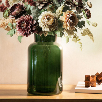 Wazon | TENNO | szklany zielony | 14,5x14,5x25,5 cm | 885162