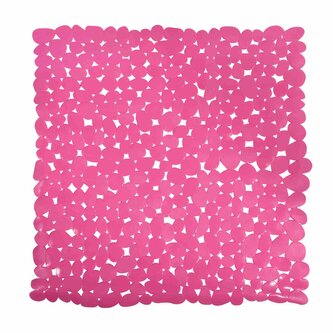 MSV protiskluzová podložka do sprchy GALETS, růžová, PVC, 53 x 53 cm