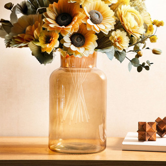 Wazon | TENNO | szlany beżowy | 14,5x14,5x25,5 cm | 885186