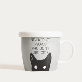 Kubek | KIKI | z pokrywką i czarnym kotem | 0,3 l | 753633