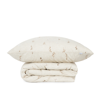 Pościel REM bawełniana beżowa w kwiaty 200x220 cm