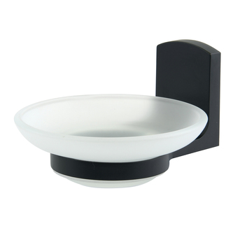 Spirella nástěnný držák s mýdlenkou TAKU, sklo, matná černá-bílá, ocel