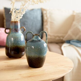 Wazon | LAVE | ceramiczny z uszami granatowy | 12x12x20 cm | 885339