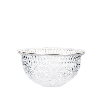 Miska | BARREL | szklana wzorzysta ze złotym rantem | 13x6 cm | 888026