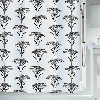 Spirella sprchový závěs NATURE Design, motiv květin, bílý, 180 x 200 cm, polyester