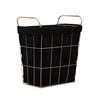 Kosz łazienkowy | LORREY | złoty z czarnym materiałem | 42x27x49 cm | 870175