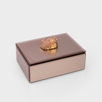 Szkatułka na biżuterię | PIERRE | różowa z kamieniem | 16x12 cm | 705236