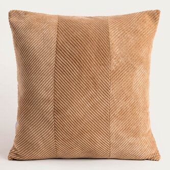 Poszewka | FALLERE | ze sztruksowym wzorem taupe | 45x45 cm | 749889