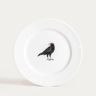 Talerz | BARIK | deserowy biały z krukiem | 20 cm | 750489