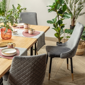 Krzesło LOGAN welurowe szare 44x44x92 cm