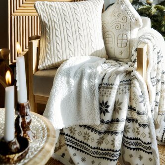 Koc | CRIMI | świąteczny beżowy z szerpą | 150x200 cm | 866130