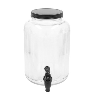Słoik VELMO z kranikiem prążkowany z czarną pokrywką 4 l