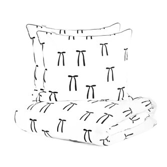 Pościel | CARNIVAL | bawełniana w kokardki z czarną lamówką | 220x200 + 2*50x60 cm | 724794