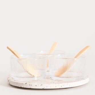 Zestaw | TERRAZZO | lastriko do serwowania z 3 miseczkami | 7 el | 743184