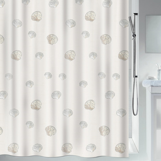 Spirella sprchový závěs ATLANTIS, motiv mušlí, bílý, 180 x 180 cm, polyester