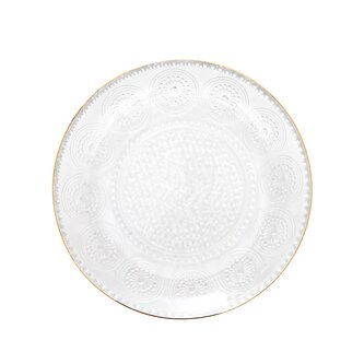 Talerzyk BARREL szklany wzorzysty ze złotym rantem 15 cm