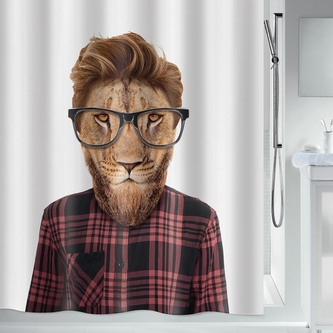 Spirella sprchový závěs SMARTLION, motiv lva, bílý, 180 x 200 cm, polyester