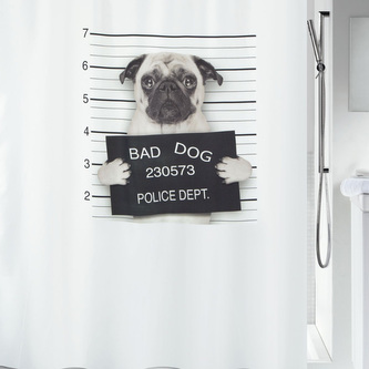 Spirella sprchový závěs BAD Dog, motiv pes, bílý, 180 x 200 cm, polyester