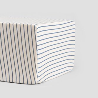 Prześcieradło | RANDER | jersey w beżowo niebieskie paski | 140x200 cm | 740855