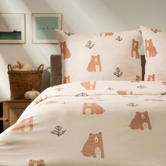 Pościel | BEARIE | z mikrofibry w niedźwiedzie | 160x200 + 2*70x80 cm | 702297