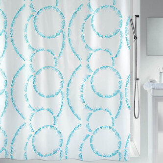 Spirella sprchový závěs CLAIRE, motiv kruhy, bílý, 180 x 200 cm, polyester