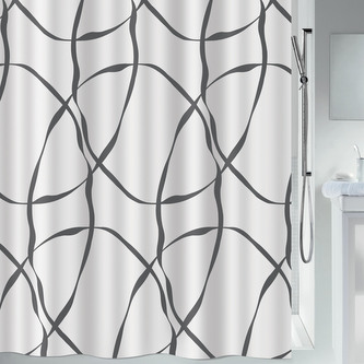 Spirella sprchový závěs RIBBON, motiv stuhy, bílý, 120 x 200 cm, polyester