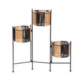 Kwietnik | FLOERO | z plecionką beżowo-czarny | 67x23x70 cm | 876023