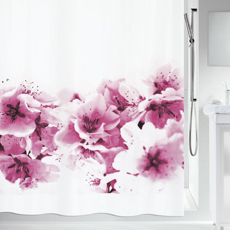 Spirella sprchový závěs AMANDA, motiv květin, bílý, 180 x 200 cm, polyester