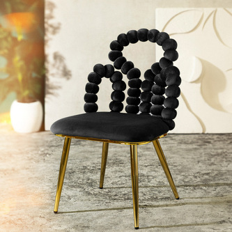 Krzesło | BUBBLE BEAM | welurowe czarne | 56,5x52x87 cm | 871837