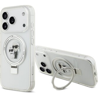 Karl Lagerfeld Ringstand Karl and Choupette MagSafe kryt iPhone 17 Pro bílý