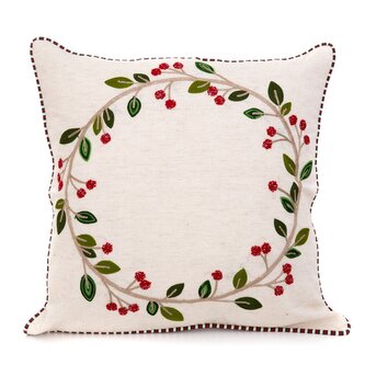 Poszewka | LAUF | beżowa z plecionym wiankiem | 45x45 cm | 862804