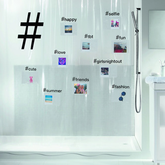 Spirella sprchový závěs HASHTAG, s motivem, čirý, 180 x 200 cm, PEVA
