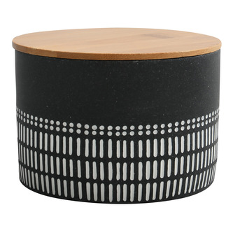 Spirella dóza na odličovací tampony YUMA, černo-bílá, polyresin, bambus