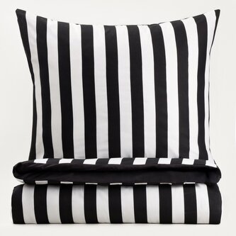 Pościel | RAYAS | z mikrofibry w czarno-białe pasy | 160x200 + 2*70x80 cm | 755781