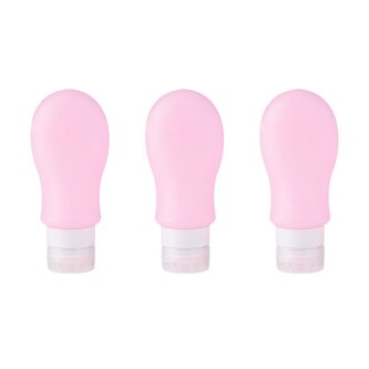 Zestaw buteleczek podróznych | SENYA | różowych silikonowych | 6x4x13 cm | 892078