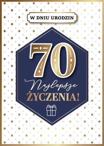 Karnet GM najlepsze zyczenia 70 niebieska złote rąby