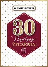 Karnet GM najlepsze zyczenia 30 czerwone złote rąby