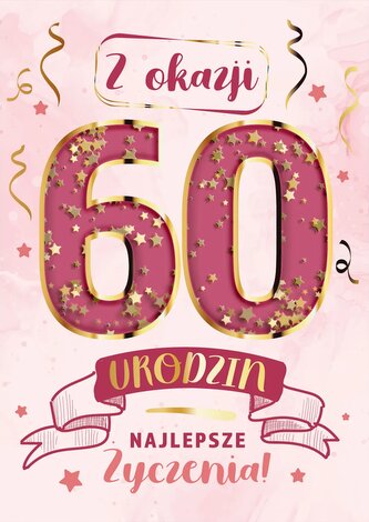 Karnet KF RÓŻOWE 60 KONFETTI