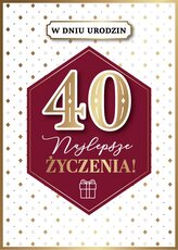Karnet GM najlepsze zyczenia 40 czerwone złote rąby