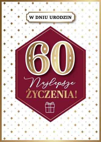 Karnet GM najlepsze zyczenia 60 czerwone złote rąby