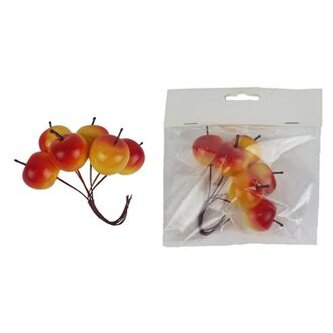 Dekorační jablíčka na drátku, 6 ks X7610-04